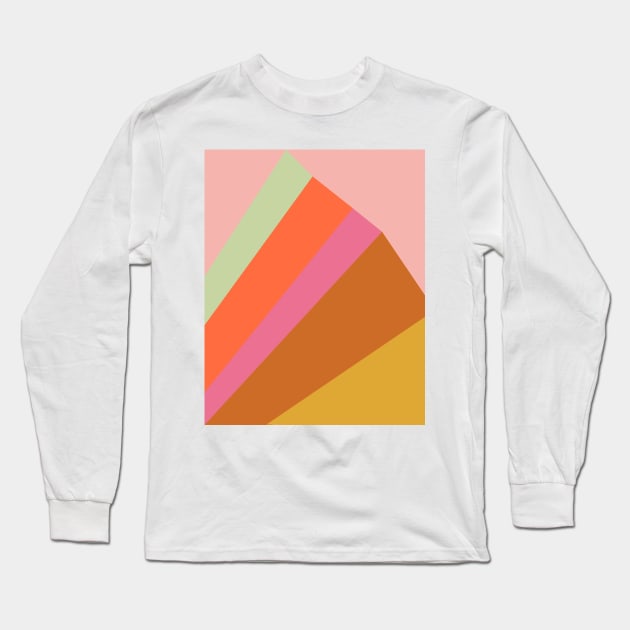 Abstract Geometric Rainbow Mountain Long Sleeve T-Shirt by ApricotBirch